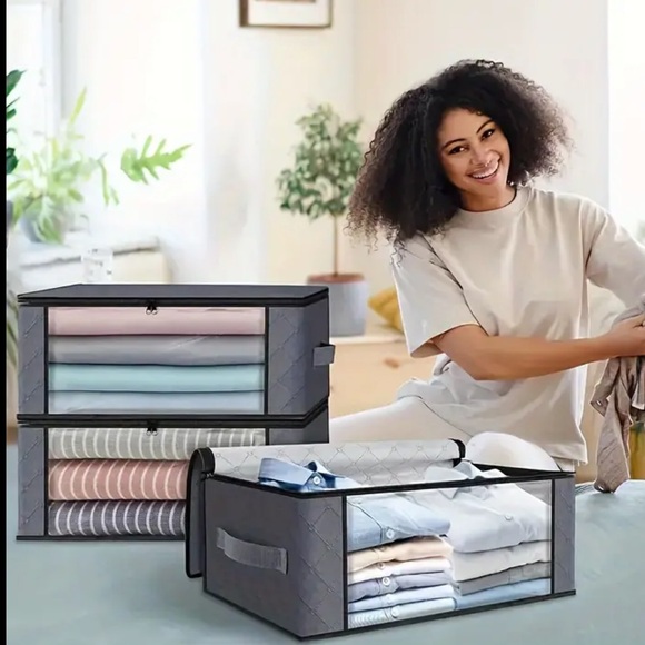 Foldable Gray Transparent Zipper Storage Organizer - Picture 2 of 7